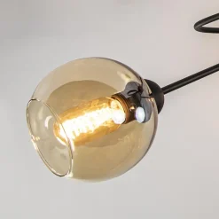 Strak klassieke plafondlamp met amber glazen bollen></noscript>Straluma Outlet