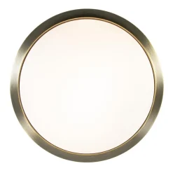 Strak klassieke plafonnière brons met mat wit glas></noscript>Straluma Discount