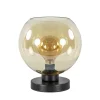 Strak klassieke tafellamp zwart met amber glas>Straluma Discount