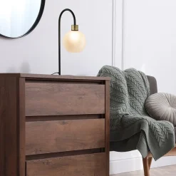 Strak klassieke tafellamp zwart met opaal glas><noscript><img width=