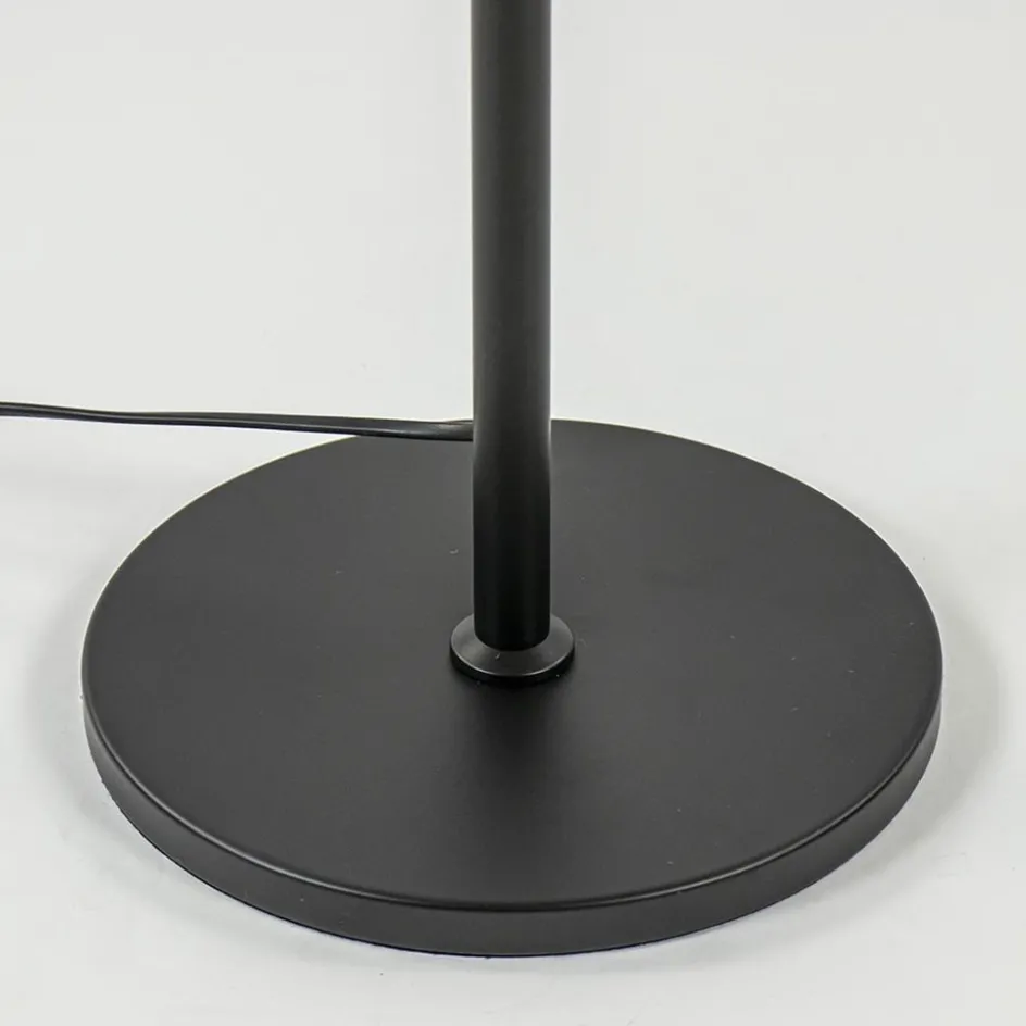 Strak klassieke vloerlamp zwart met amber glas 30 cm>Straluma New