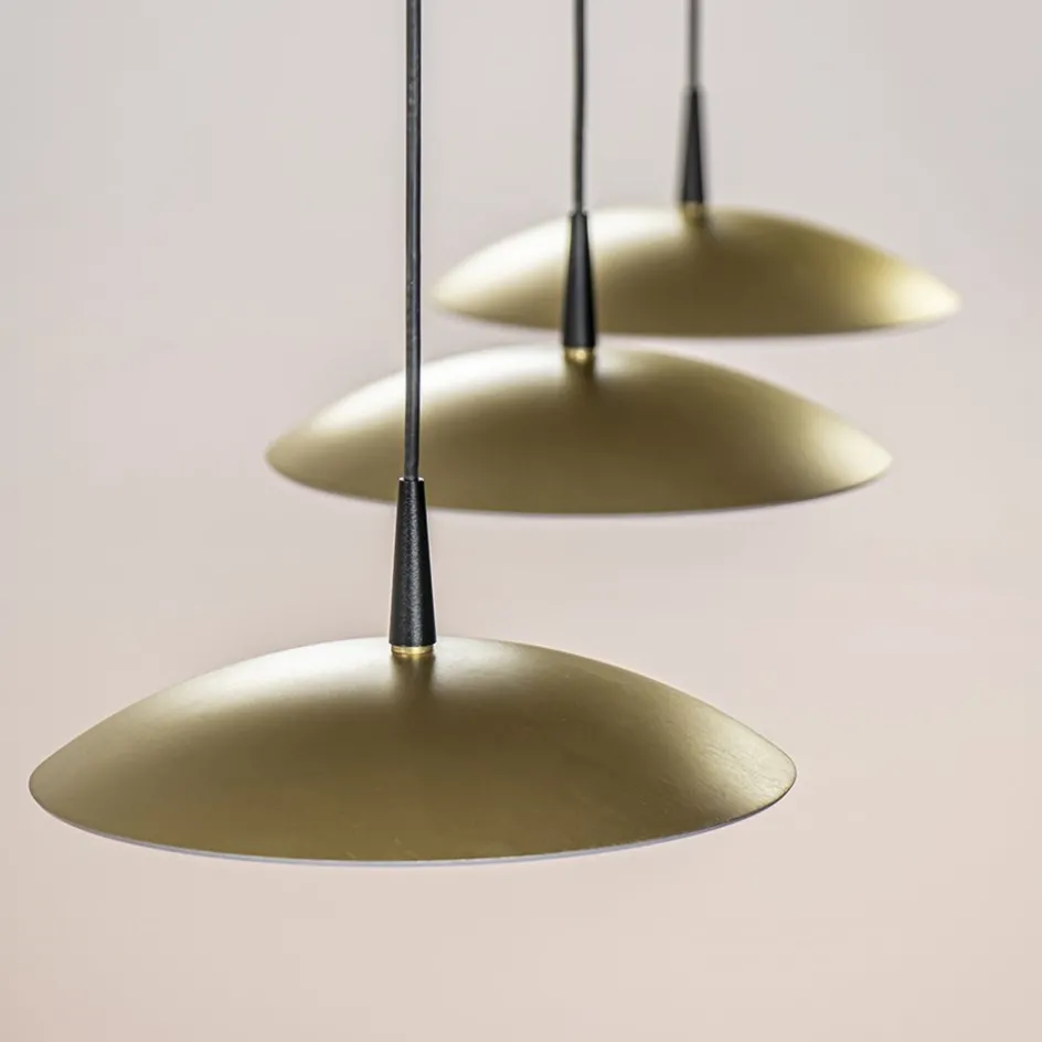 Strakke 3-lichts hanglamp LED mat zwart/mat goud>Straluma Outlet