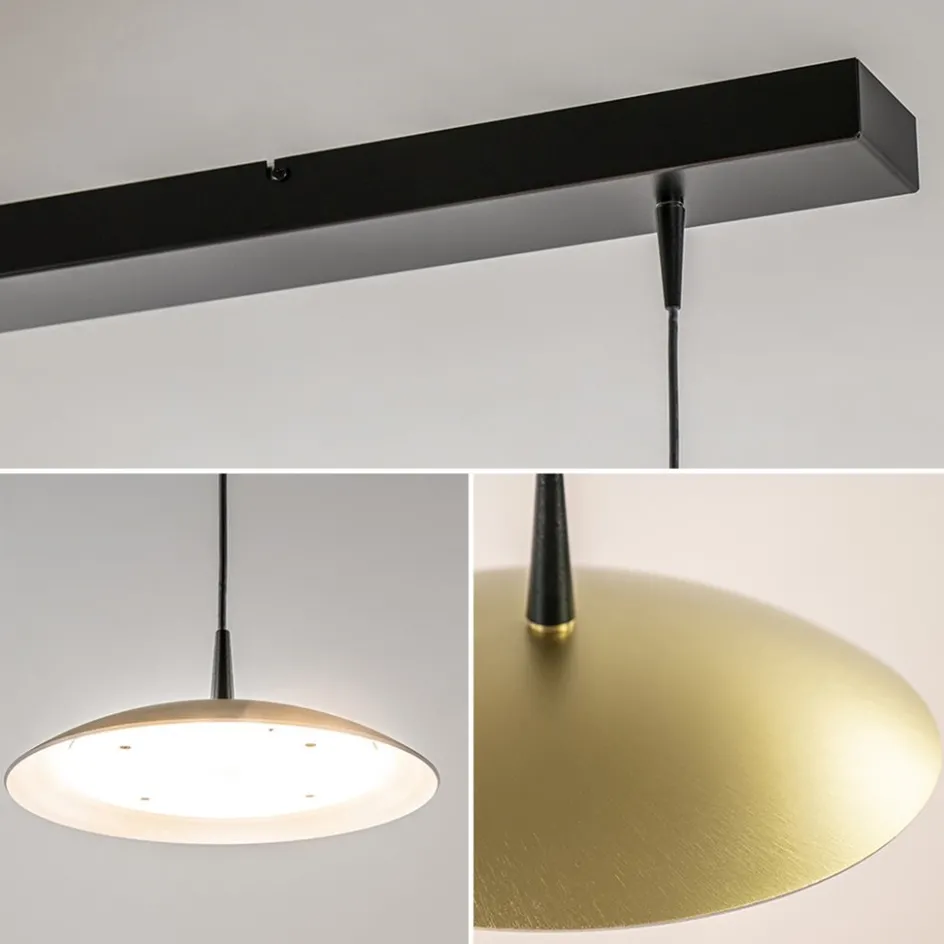 Strakke 3-lichts hanglamp LED mat zwart/mat goud>Straluma Outlet