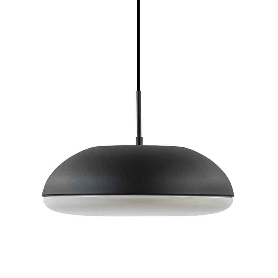 Strakke ronde hanglamp koepel mat zwart 38 cm>Straluma