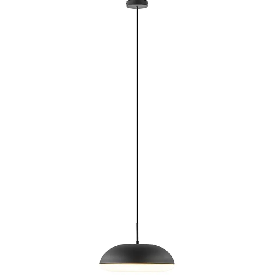 Strakke ronde hanglamp koepel mat zwart 38 cm>Straluma