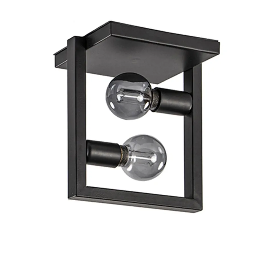 Strakke zwarte plafonnière metaal Frame>Straluma