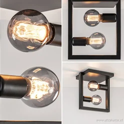 Strakke zwarte plafonnière metaal Frame>Straluma