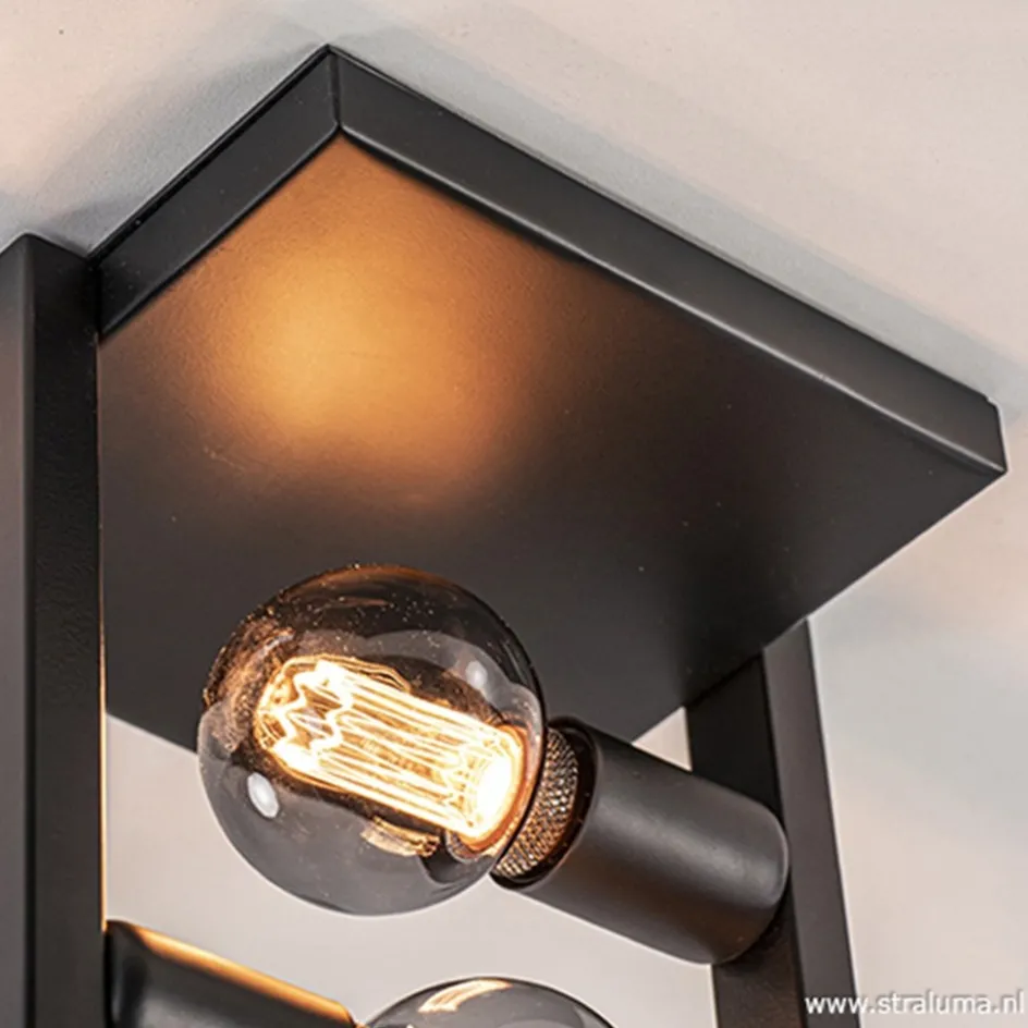 Strakke zwarte plafonnière metaal Frame>Straluma