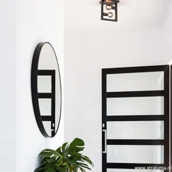 Strakke zwarte plafonnière metaal Frame><noscript><img width=