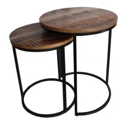 Tafel set van 2 metaal hout 46/39>Straluma New