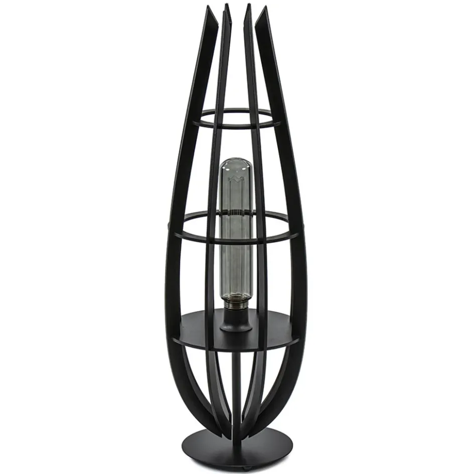 Tafellamp / vloerlamp mat zwart hout>Straluma Discount