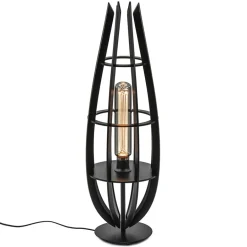 Tafellamp / vloerlamp mat zwart hout>Straluma Discount