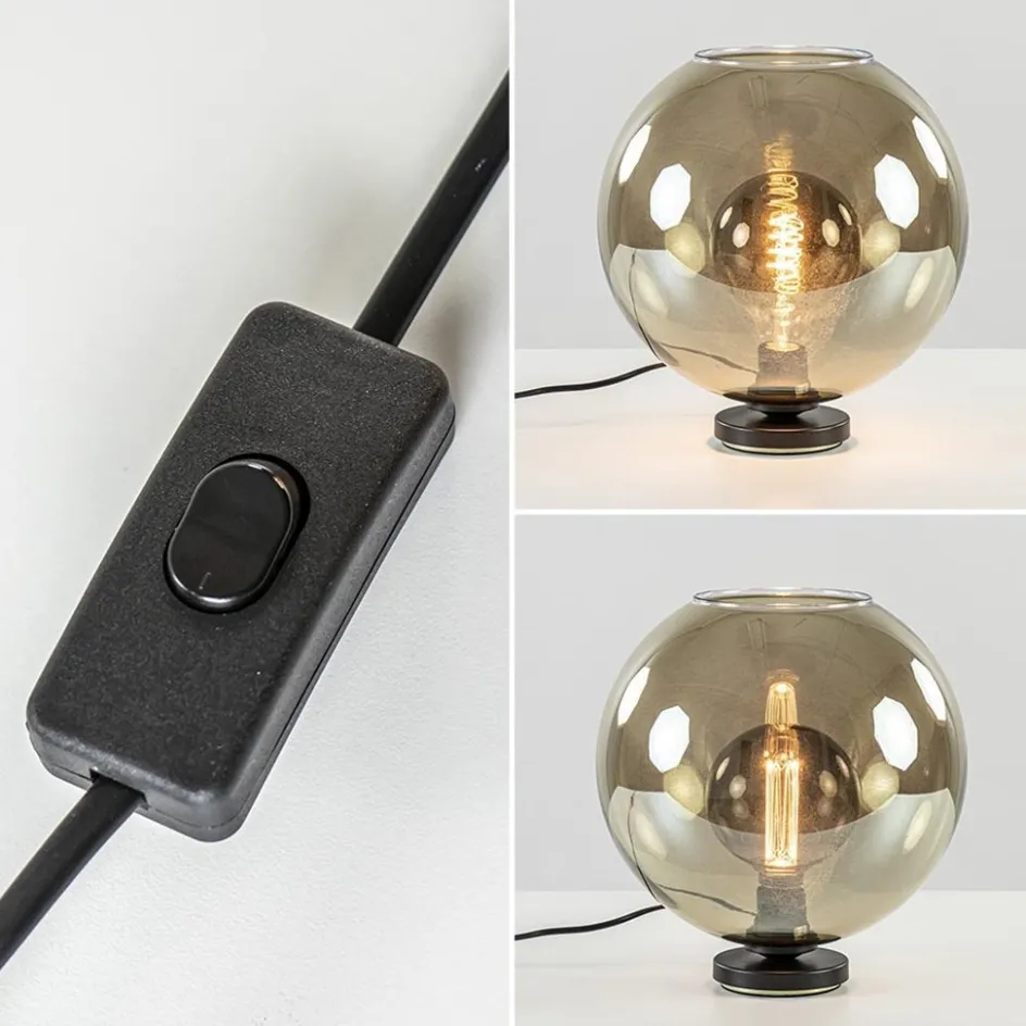 Tafellamp Bella zwart + smoke glas 30cm>Straluma Sale