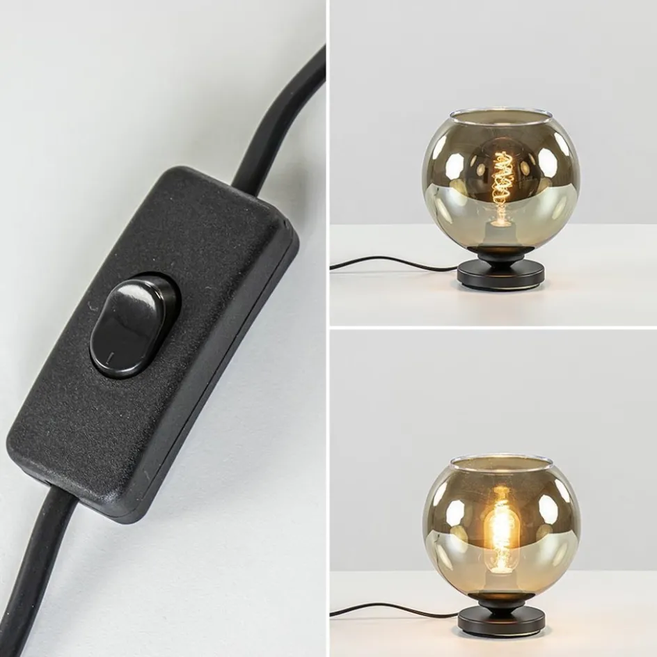 Tafellamp Bella zwart + smoke glas 20cm>Straluma Hot