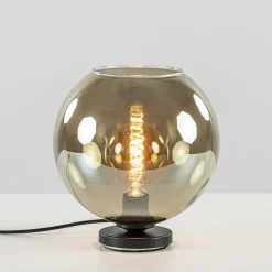 Tafellamp Bella zwart + smoke glas 25cm>Straluma Clearance