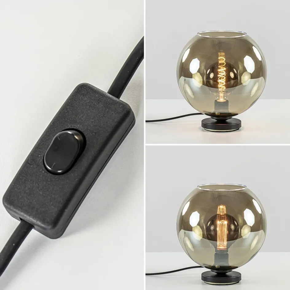 Tafellamp Bella zwart + smoke glas 25cm>Straluma Clearance