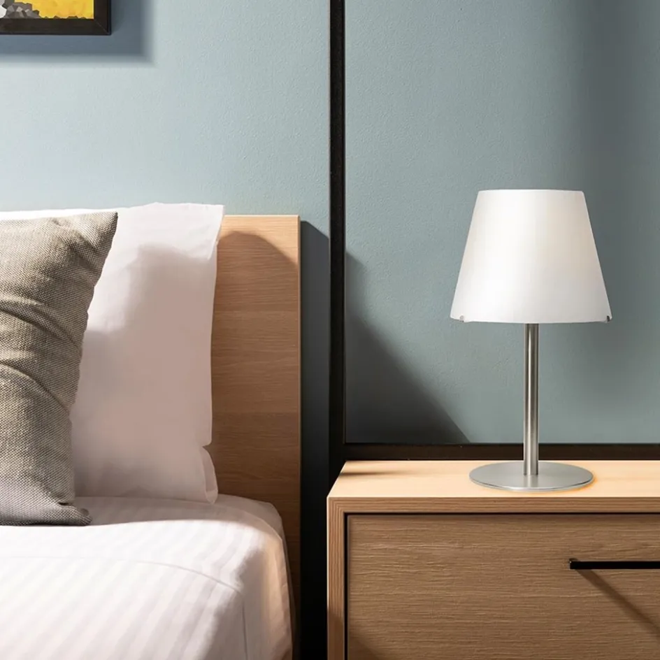 Tafellamp Calabro rvs met wit glas>Straluma Hot