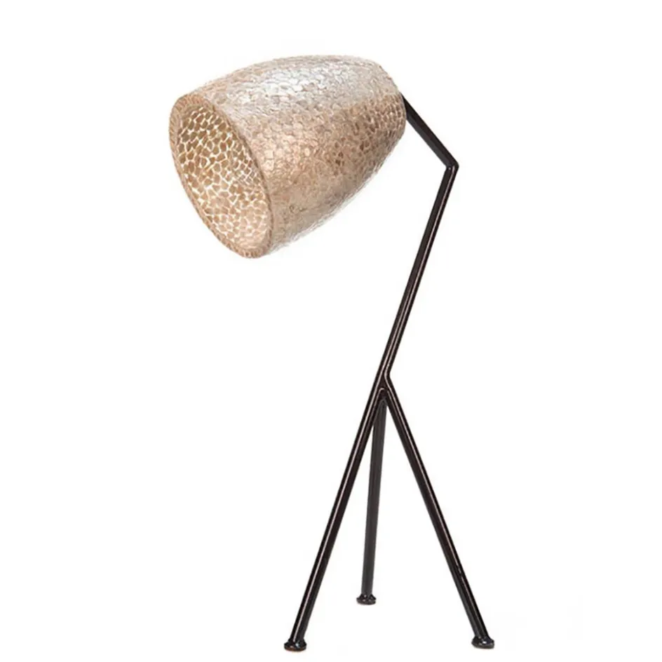 Tafellamp driepoot zwart/schelpen gold>Straluma