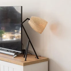 Tafellamp driepoot zwart/schelpen gold><noscript><img width=