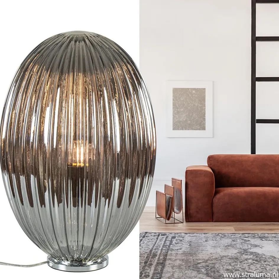 Tafellamp Egg Rib smoke glas>Straluma Best