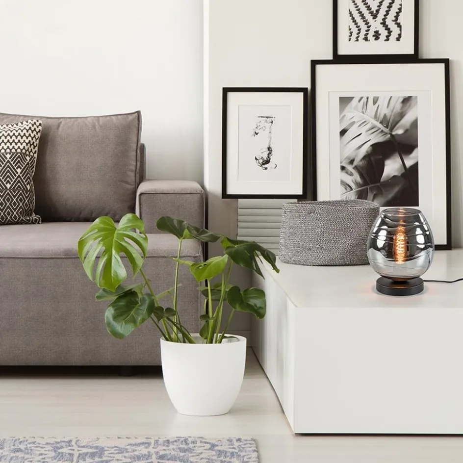 Tafellamp Fantasy laag zwart + smoke glas>Straluma Hot