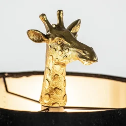Tafellamp Giraffe groot antiek brons met velvet zwarte kap><noscript><img width=