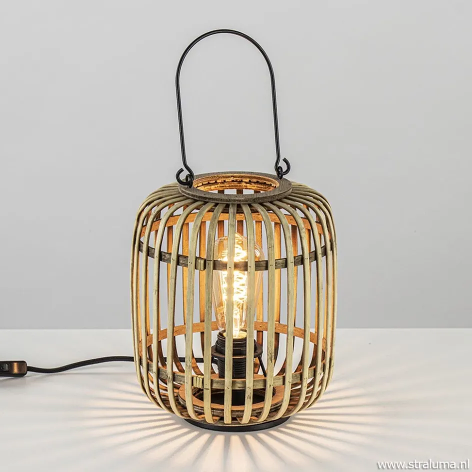 Tafellamp lantaarn bamboe>Straluma Outlet