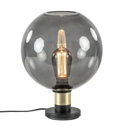 Tafellamp Lazise 25cm zwart/smoke/goud>Straluma New