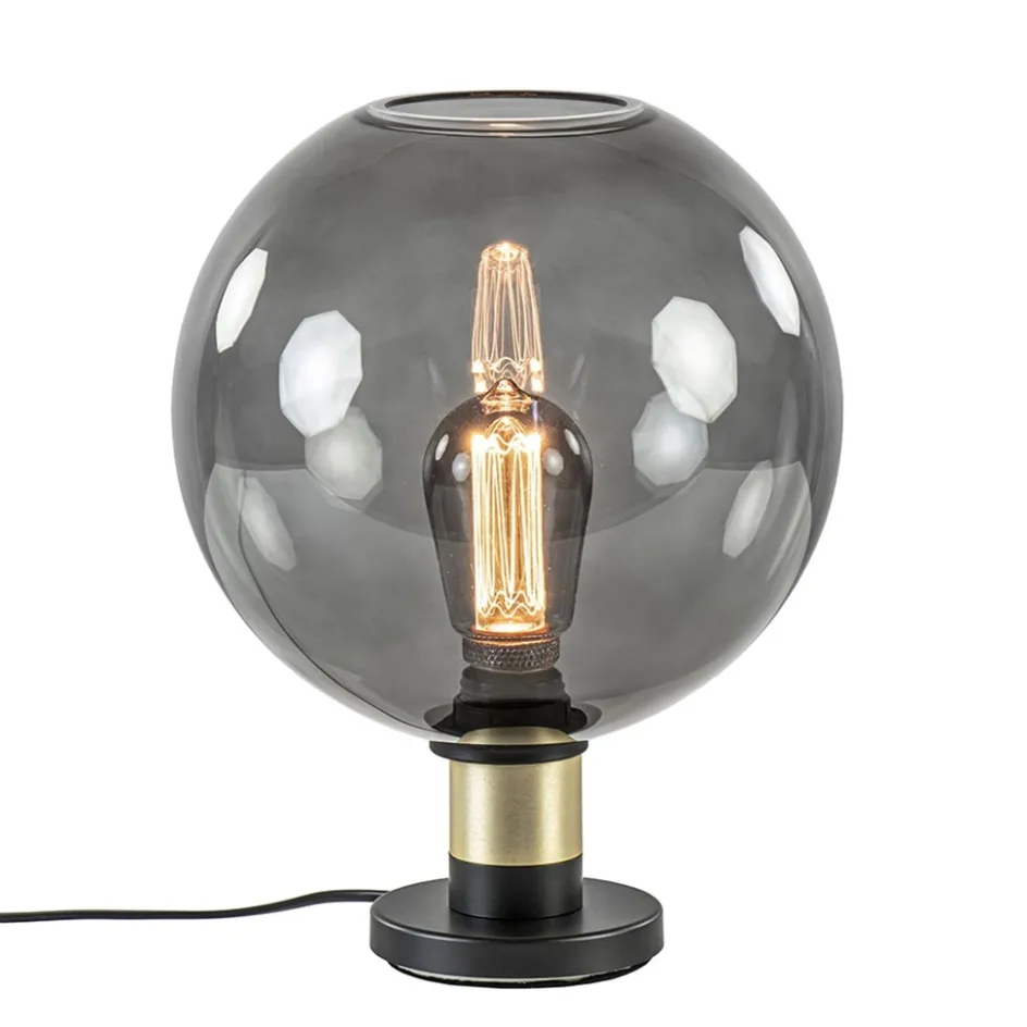 Tafellamp Lazise 25cm zwart/smoke/goud>Straluma New