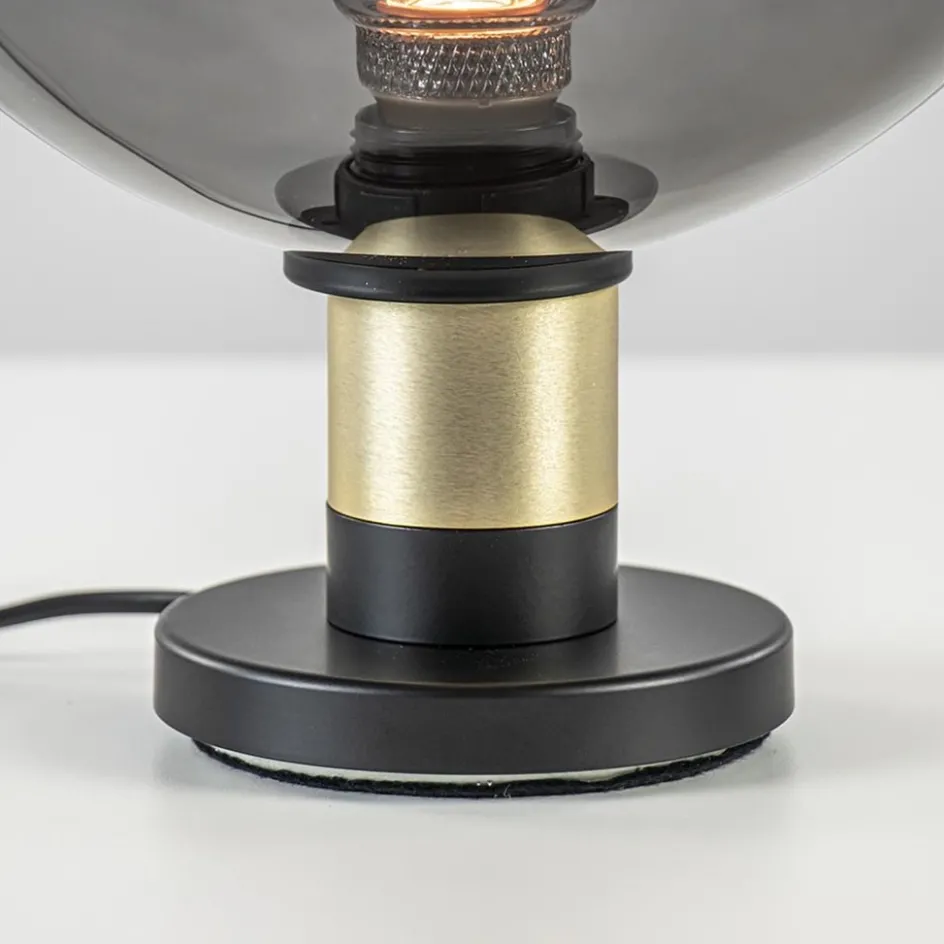 Tafellamp Lazise 25cm zwart/smoke/goud>Straluma New