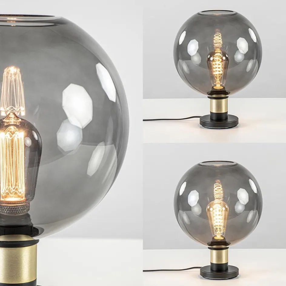 Tafellamp Lazise 25cm zwart/smoke/goud>Straluma New