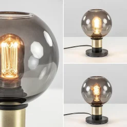 Tafellamp Lazise 15cm zwart/smoke/goud><noscript><img width=