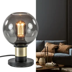 Tafellamp Lazise 15cm zwart/smoke/goud><noscript><img width=