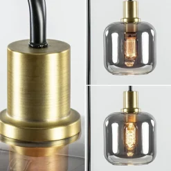 Tafellamp Lekar zwart/brons met smoke glazen kap></noscript>Straluma New