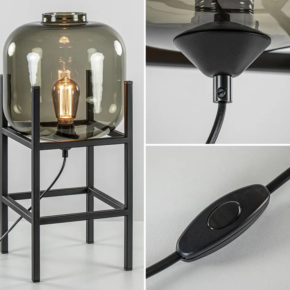 Tafellamp Lett frame zwart/smoke glas>Straluma Discount