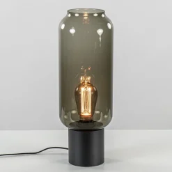 Tafellamp Lett zwart + smoke glas 13cm>Straluma Best