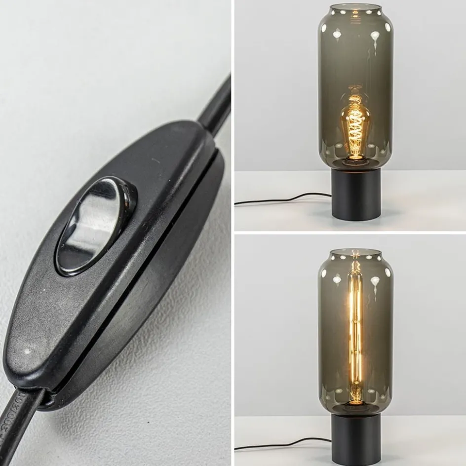 Tafellamp Lett zwart + smoke glas 13cm>Straluma Best