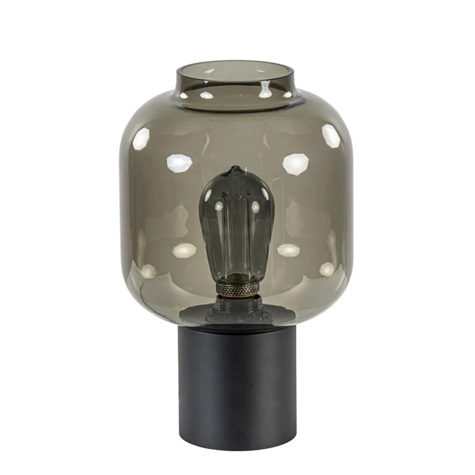 Tafellamp Lett zwart + smoke glas 20cm>Straluma Hot