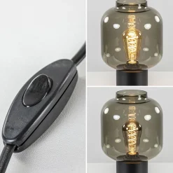 Tafellamp Lett zwart + smoke glas 20cm><noscript><img width=