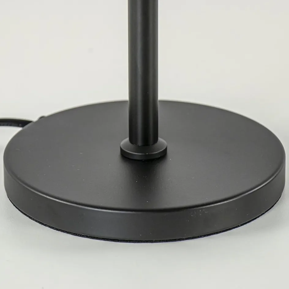 Tafellamp mat zwart met 20 cm smoke glazen bol>Straluma Online