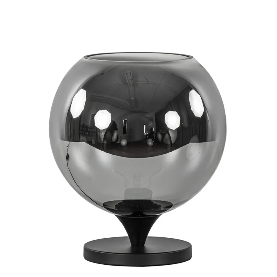 Tafellamp mat zwart met smoke glas 25 cm>Straluma New