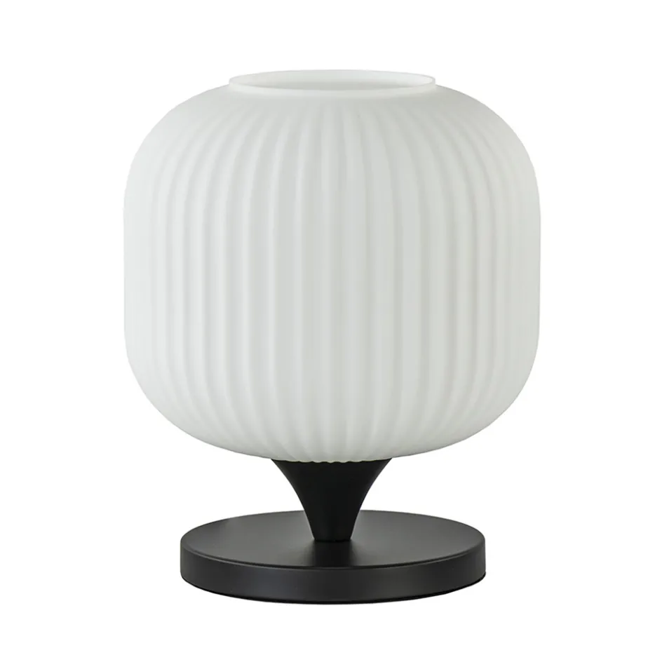 Tafellamp mat zwart met wit glas>Straluma Clearance