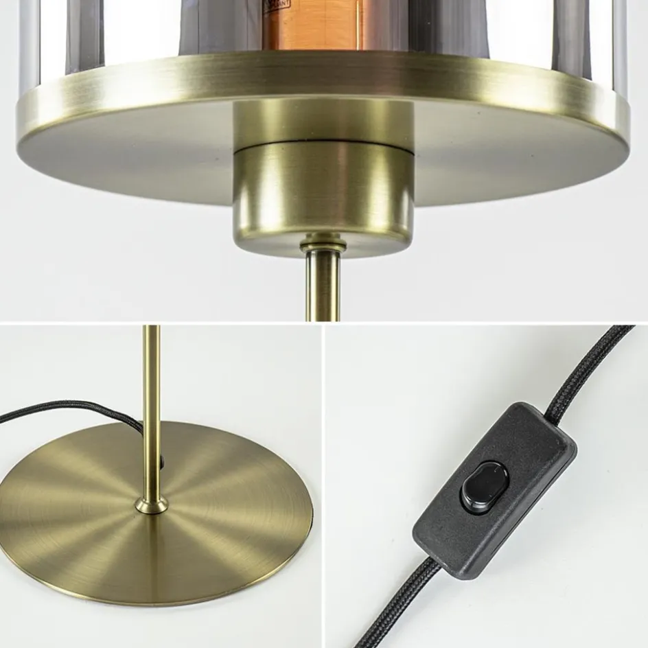 Tafellamp Maverick antiek brons met smoke glas>Straluma Outlet