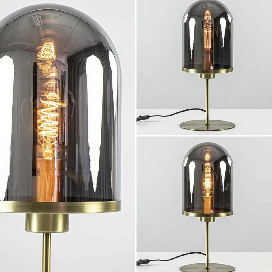 Tafellamp Maverick antiek brons met smoke glas>Straluma Outlet