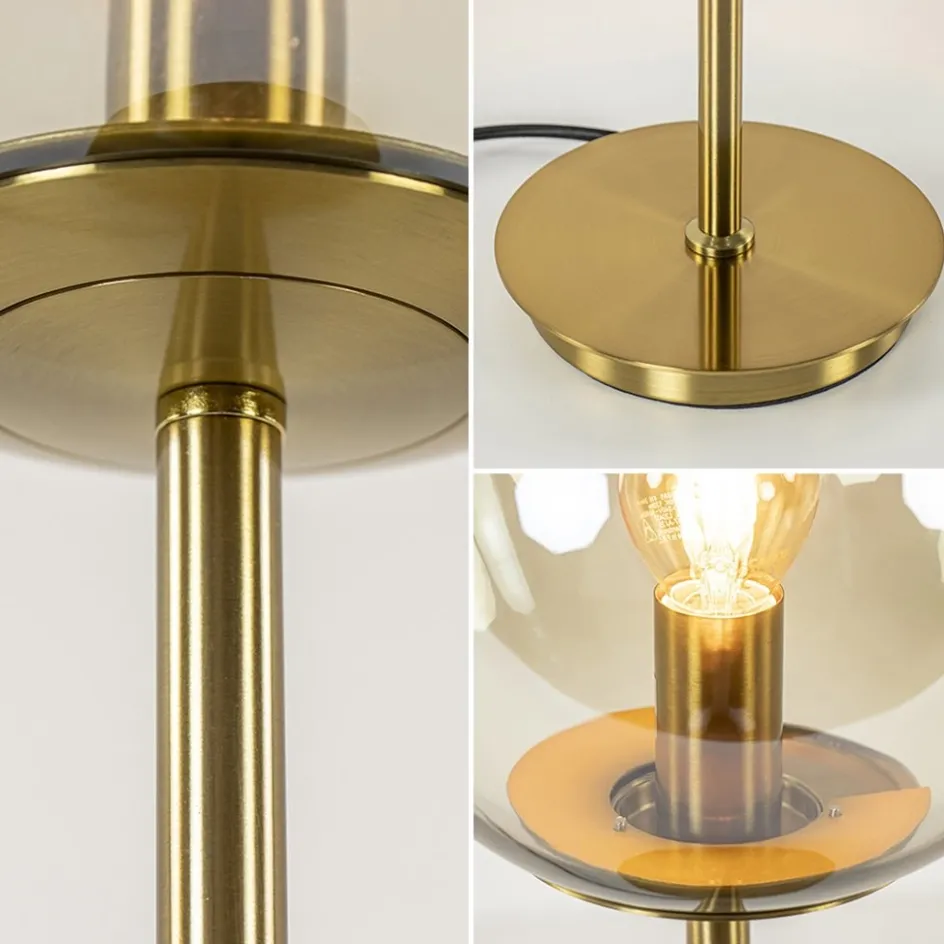 Tafellamp Medina goud met amber glas L&L>Straluma Outlet