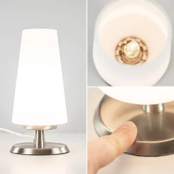 Tafellamp nikkel/glas met touchdimmer></noscript>Straluma Discount