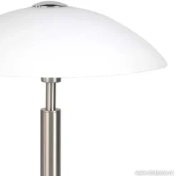 Tafellamp nikkel/glas wit + touchdimmer>Straluma Outlet