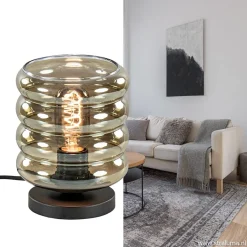Tafellamp Quinto cilinder rib smoke/zw><noscript><img width=