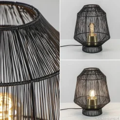 Tafellamp Vitora mat zwart met bronzen fitting><noscript><img width=