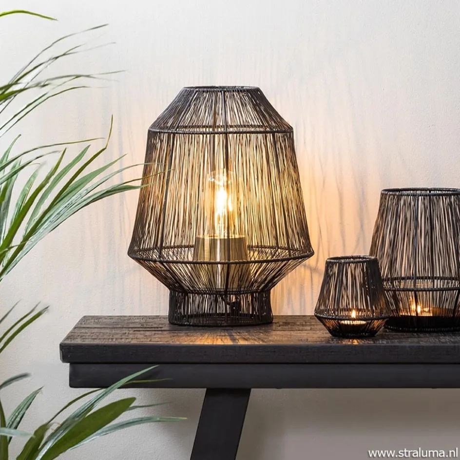 Tafellamp Vitora mat zwart met bronzen fitting>Straluma Sale